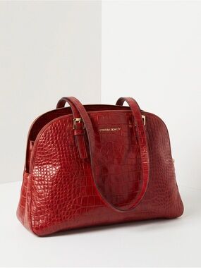 CYNTHIA ROWLEY RED LEATHER SHOULDER BAG PURSE LARGE